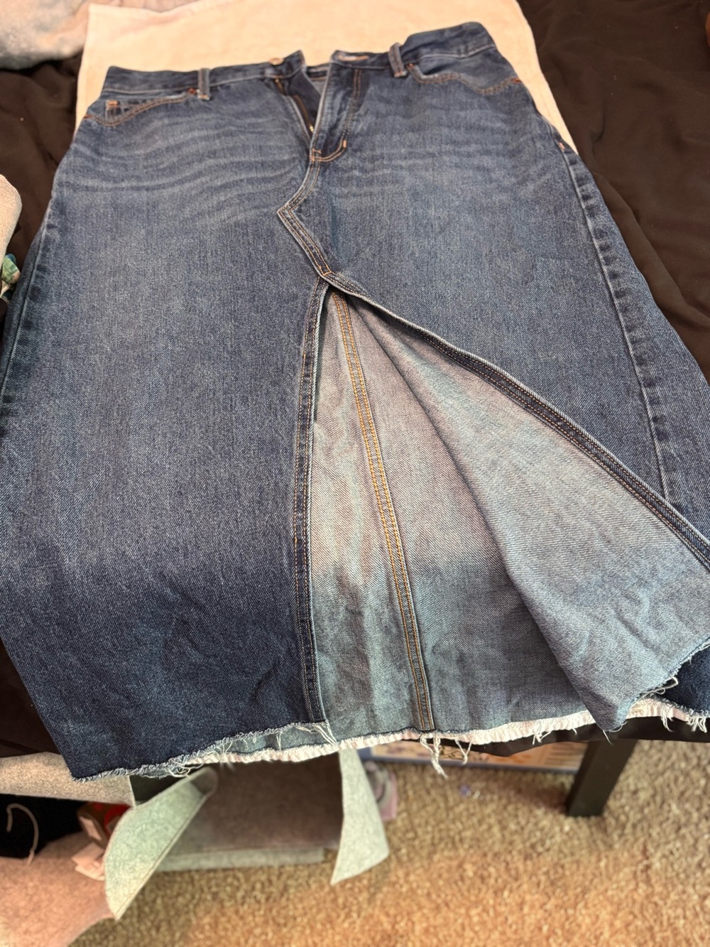 Old Navy Dark Blue Denim Skirt with Front Slit